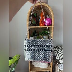 Silver Woven Chain Shoulder Bag